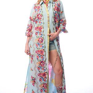 Aratta Floral beauty mark maxi duster Embroidered Long Jacket